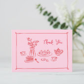 Roze Handgetekende Krabbels Bruids Brunch Bedankt (Staand voorkant)