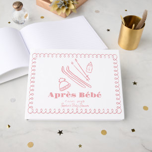 Roze Handgetekende Ski Après Bébé Baby Shower Gastenboek