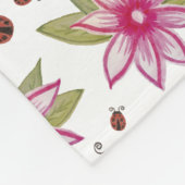 Roze handgetekende Spring Bloom Ladybugs Fleece Deken (Hoek)