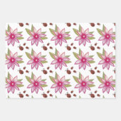 Roze handgetekende Spring Flower Ladybugs Inpakpapier Vel (Voorkant 3)