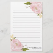 Roze handgetekende Waterverf volken gepersonalisee Briefpapier (Voorkant)