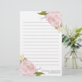 Roze handgetekende Waterverf volken gepersonalisee Briefpapier (Staand voorkant)