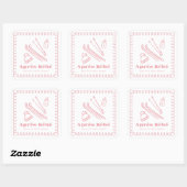 Roze handgetekende winter après bébé Baby shower Vierkante Sticker (Vel)
