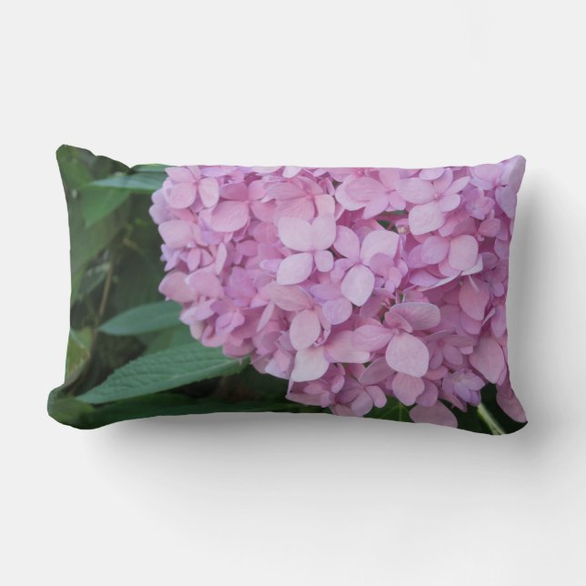Roze handleiding Hydrangea Lumbar Pillow Kussen (Voorkant)