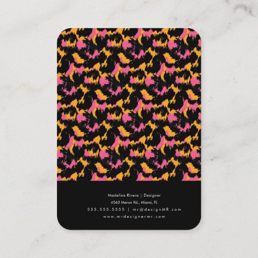 Roze handleiding voor het afdrukken van dieren, oo contactkaartje (Achterkant)