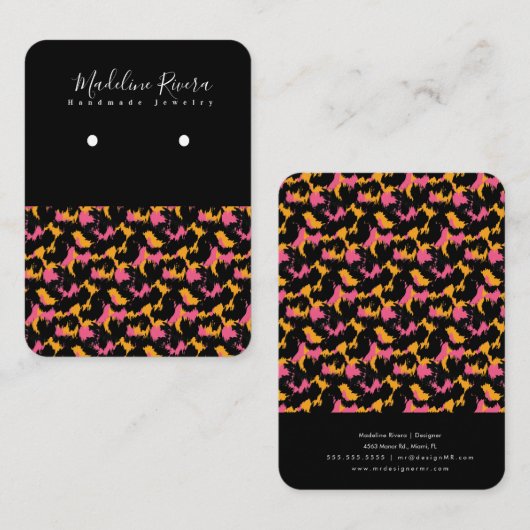 Roze handleiding voor het afdrukken van dieren, oo contactkaartje (Voorkant / Achterkant)