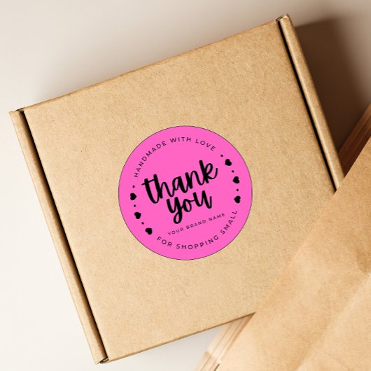 ROZE HANDMADE MET LIEFDE DANK JE WEL STICKERS
