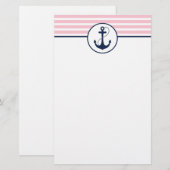 Roze handmatige anker briefpapier (Voorkant / Achterkant)