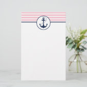 Roze handmatige anker briefpapier (Staand voorkant)