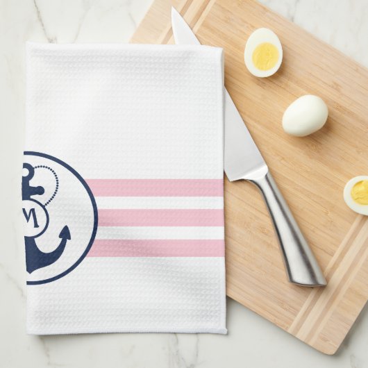 Roze handmatige anker theedoek (Quarter Fold)