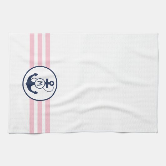 Roze handmatige anker theedoek (Horizontaal)