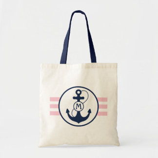 Roze handmatige anker tote bag