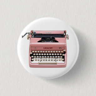 roze handmatige schrijfmachine pinnen ronde button 3,2 cm