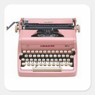 Roze Handmatige Typewriter Stickers (vierkant)