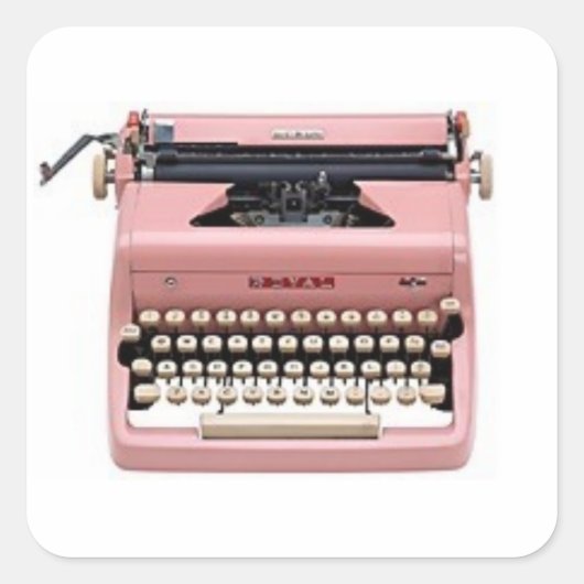  Roze Handmatige Typewriter Stickers (vierkant) (Voorkant)