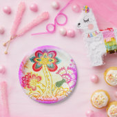 roze handpalm borden papieren bordje (Feest)