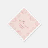 Roze handraw minimalistische aardbeien verjaardag servet (Hoek)