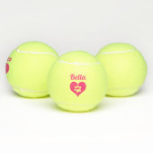 Roze handschoen printkop Honden naam op maat Tennisballen (Multi)