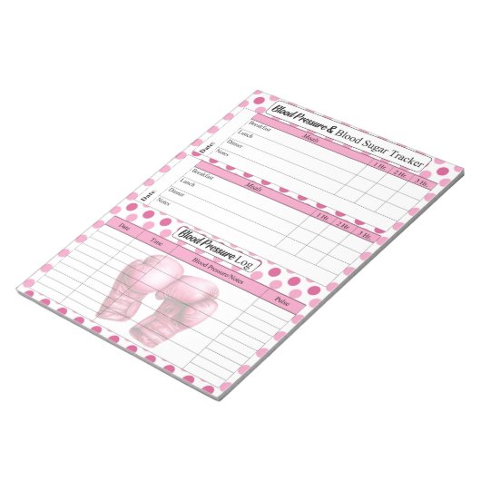 Roze Handschoenen_ Bloeddruk en suiker Log Notitieblok (Schuin)