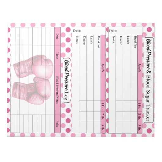 Roze Handschoenen_ Bloeddruk en suiker Log Notitieblok (Voorkant)