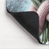 Roze handschoenen met een tulpenboeket muismat (Hoek)