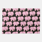  roze handschoenen op zwart theedoek (Horizontaal)