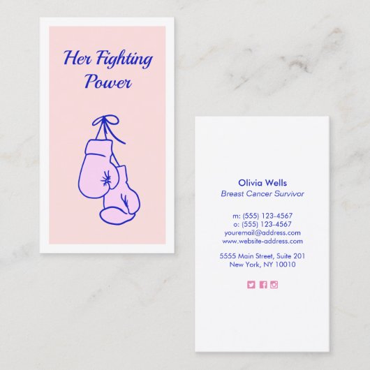 Roze handschoenen Roepkaart Contactkaartje (Voorkant / Achterkant)