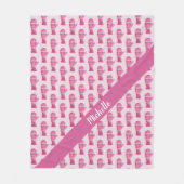Roze handschoenen Waterverf gepersonaliseerd Fleece Deken (Voorkant)