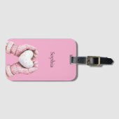 Roze handschoenen Witte Hart Bagagelabel (Voorkant (horizontaal))