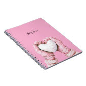 Roze handschoenen Witte Hart   Notitieboek (Rechterzijde)