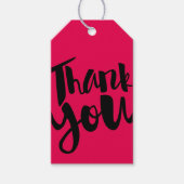 Roze handschrift kalligrafie Dank u Label Cadeaulabel (Voorkant)
