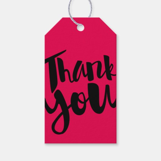 Roze handschrift kalligrafie Dank u Label Cadeaulabel (Voorkant)