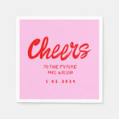 Roze handschrift Retro Bridal ShowerNapkins Servet (Voorkant)