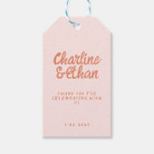 Roze handschrift Retro bruiloft rechthoekige Stick Cadeaulabel (Voorkant)