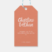 Roze handschrift Retro bruiloft rechthoekige Stick Cadeaulabel (Achterkant)