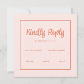 Roze handschrift Retro Wedding Rsvp uitnodiging (Voorkant)