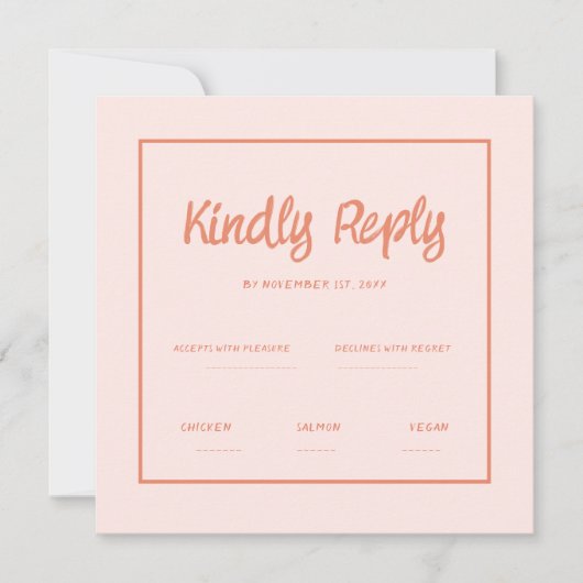 Roze handschrift Retro Wedding Rsvp uitnodiging (Voorkant)
