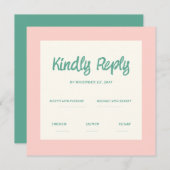 Roze handschrift Retro Wedding Rsvp uitnodiging (Voorkant / Achterkant)