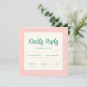 Roze handschrift Retro Wedding Rsvp uitnodiging (Staand voorkant)