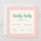 Roze handschrift Retro Wedding Rsvp uitnodiging (Voorkant)