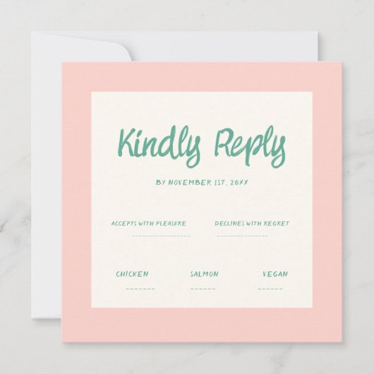Roze handschrift Retro Wedding Rsvp uitnodiging (Voorkant)