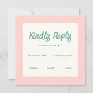 Roze handschrift Retro Wedding Rsvp uitnodiging