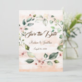  roze handschrift save the date (Staand voorkant)