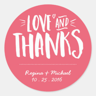 Roze handschriftenbruiloft Dank u Sticker