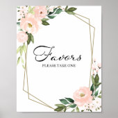 Roze handse Floral Geometric Favors Sign Poster (Voorkant)