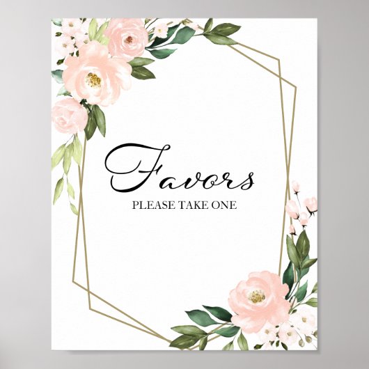Roze handse Floral Geometric Favors Sign Poster (Voorkant)