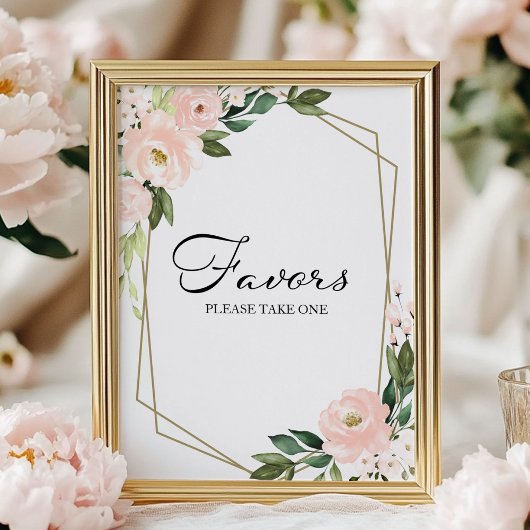 Roze handse Floral Geometric Favors Sign Poster