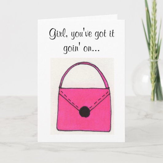 Roze Handtas Verjaardagskaart Kaart (Voorkant)
