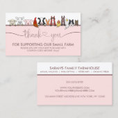 Roze handtekening Boerderij Diergeneeskunde Dank u Visitekaartje (Voorkant / Achterkant)