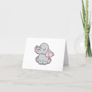 Roze handtekening Elephant Pattern Cartoon Bedankkaart